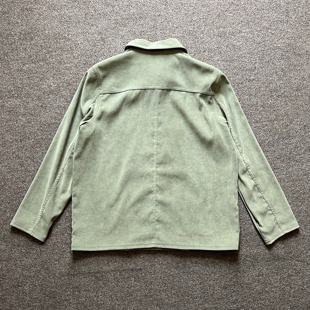 Susan Graver Embroidered Floral Faux Suede Button Up Shirt Jacket Green Size M - Picture 2 of 15
